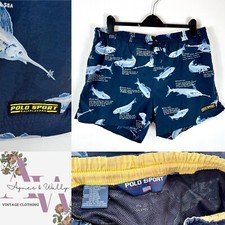 Vintage Polo Sport Ralph Lauren Swim Shorts Fish Print Trunks Size M