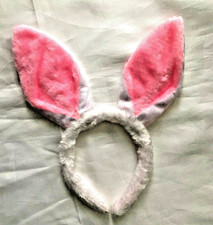 Pink & White Rabbit Bunny Ears Headband Easter Fancy Dress Masquerade Party   
