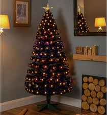 Premier 1.8m Black Fibre Optic Christmas Tree with Warm White LEDs  Pre-Lit
