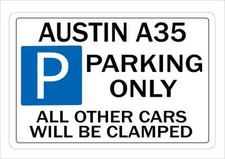 Austin a35 parking sign - a35, wall
