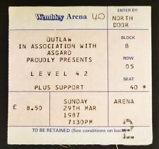 LEVEL 42 TICKET Wembley Arena LONDON 29th March 1987 Original UK