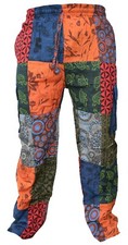 Animal Patch Hippy Elastic Straight Lightweight Casual Lounge Cotton Cargo Pants