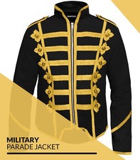 Mens Hussar Jacket Full Sleeve Steampunk Napoleon Military Drummer Parade Jacket