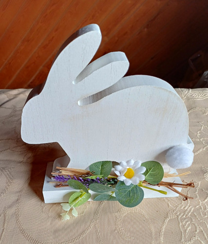 White wooden easter - white, rabbit