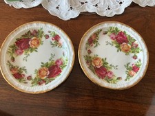 Royal Albert Old Country Roses Trinket Pin Dishes x 2 Stamped 1962 Diameter 12cm