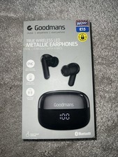 Goodmans True Wireless LED Metallic Earphones ENC Clearcalls & 4 Mics Black New
