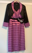 CONDICI INSPIRATO UK 12 Dress & Jacket Outfit. Purple & Black, Ruffled, Beaded