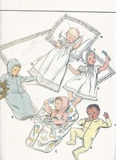 3317 Butterick Sewing Pattern Baby Layette Christening Gown Dress Bunting