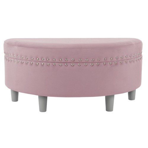 Velvet storage ottoman half - storage,