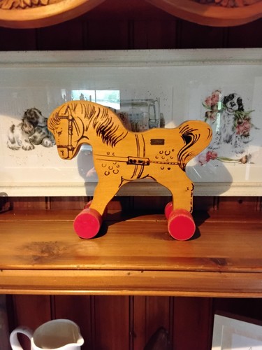 Steiff wooden pull along horse - wooden,