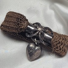 Rare Antique Early Mid Victorian Silver Hair Mourning Jewellery Tiny Bracelet