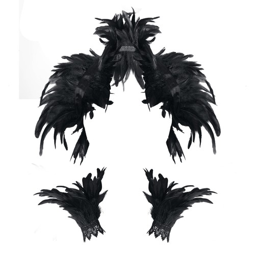 Halloween feather shrug - halloween, shawl