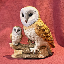 Vintage Porcelain Barn Owl and Owlet Figurine 13cm Excellent Condition