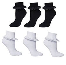 6 X Pairs Girls Frilly Lace