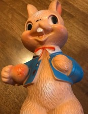 Vintage Combex 4011 1950s Plastic Vinyl Toy Rabbit In Jacket Toy Bunny Horror