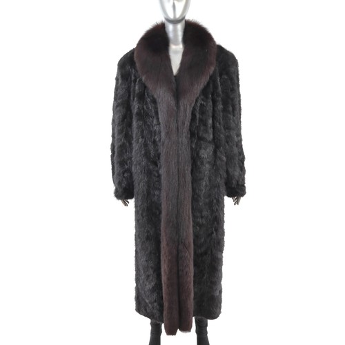 Black section mink coat with - mink,