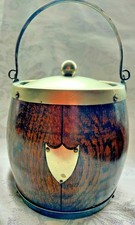 Antique Oak Biscuit Barrel