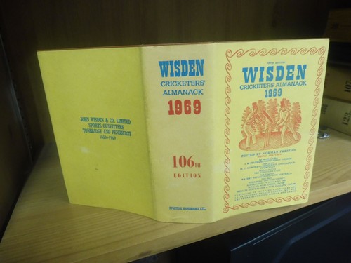 1969 hardback wisden dust - 1969, in