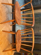 Pair Of Ercol Blue Label Carver Cowhorn Dining Chairs