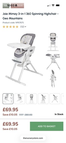 Joie mimzy spin 3in1 high - spin,