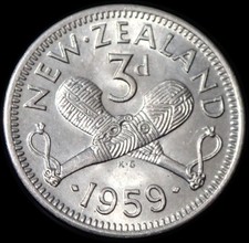 New Zealand 3 Pence 1959