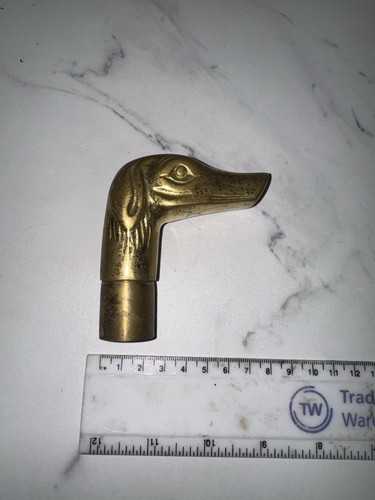 Vintage brass dog head walking - brass,