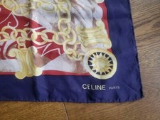 Celine Paris Silk Scarf 85cm X 85cm PURPLE RED GOLD