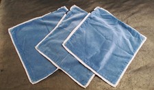 HABITAT Set Of  3 Cushion Covers Blue 100% Cotton Velvet Cream Edges 42cm X 42c