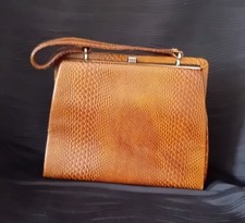 Fassbender Faux Lizzard Skin Brown ,Top Handle Bag. 1940s-1950s Vintage Revival