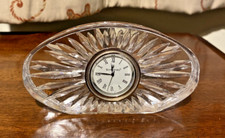 * Vintage Waterford Crystal Oval Quartz Clock - Sunburst - New Battery Fitted *