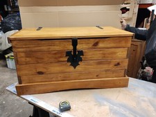 Blanket Toy Box Storage Trunk Ottoman Solid Pine