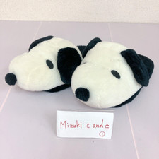 Snoopy Fluffy Room Shoes Slippers White Black Dog Face PEANUTS Kawaii Japan Rare