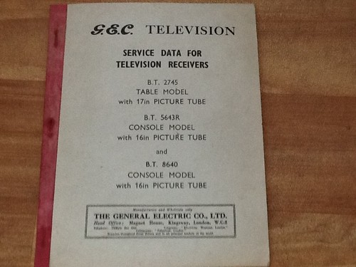 Television service data - g.e.c, television-