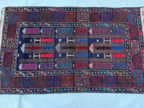 Hand knotted vintage afghan - knotted,