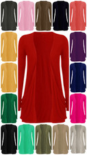 WOMENS GIRLS LONG SLEEVE LADIES BOYFRIEND CARDIGAN TOP OPEN POCKET UK 8-26