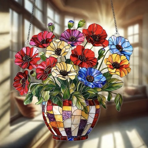 Coloured poppies vase - coloured, in