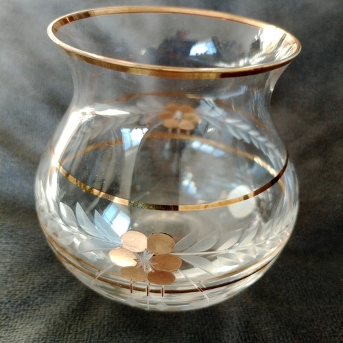 Bohemian glass gold vase - bohemian,