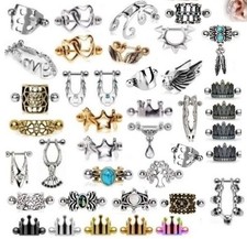 Helix Cuff Upper Ear CARTILAGE Piercing Top Earring Bar Shield Tragus Stud (J44)