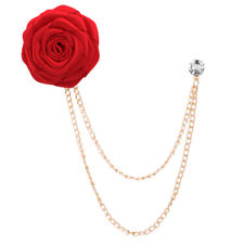 Rose Brooch Flower Brooch Boutonniere Suit Lapel Wedding Pin Badge Tassel Chain
