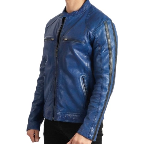 Mens leather jacket - mens, cafe