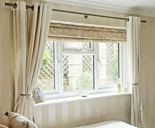 KYLIE MINOGUE Illiana Oyster 66x72in Velvet Eyelet Ring Top Cream Lined Curtains