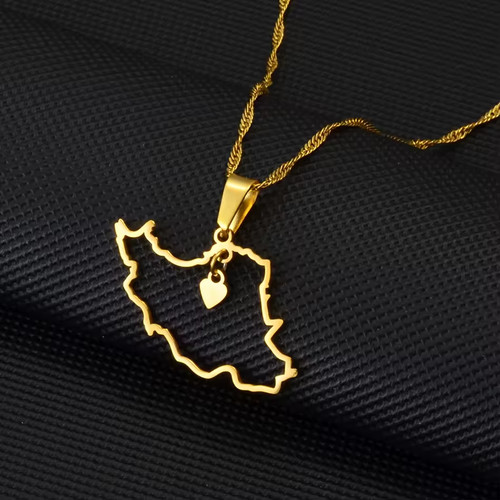 Heart iran map - map, necklace