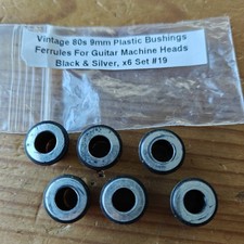 VTG 80s 9mm Plastic Guitar Bushings Ferrules For Machine Heads x6 Black & Si #19