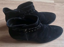 Gabor Women's Suede Ankle Black Boots 6.5 Made In Portugal Worn Once