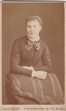 CDV PHOTO -LADY LEANING ON CHAIR. BOW BY A @ G TAYLOR.  LIVERPOOL