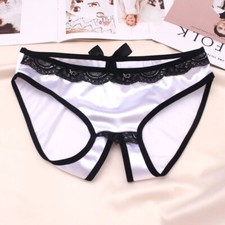 Women Silk Satin Crotchless