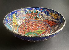 30 cm Hand Made Turkish Ceramics Signed Hand Painted Decorative Bowl