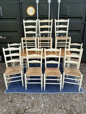 Vintage Painted Shabby Chic Laura Ashley  Pine Dining Table And 9 Dining Chairs