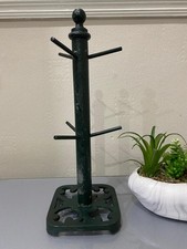 Green Metal Mug Tree Stand Holder for 6 Cups Durable Kitchen Storage Rack