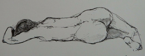 Ink drawing female nude - , in
